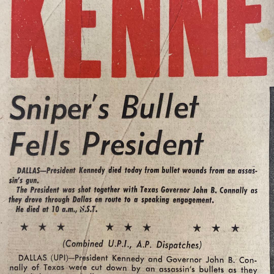 【歴史的価値】JFK ジョン・F・ケネディ大統領暗殺時の米国ハワイの新聞