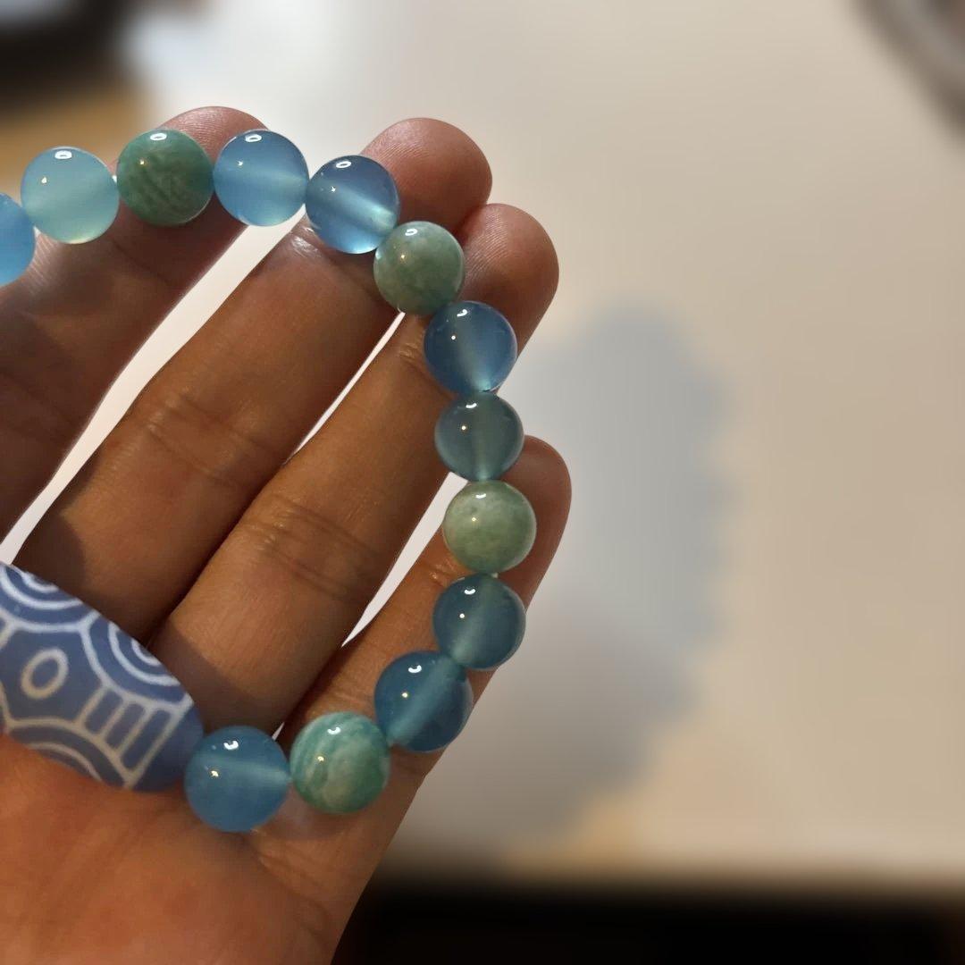 老玉髄龍眼天珠さん！綺麗！青瑪瑙！綺麗！ズーンとくる！アマゾナイトも！