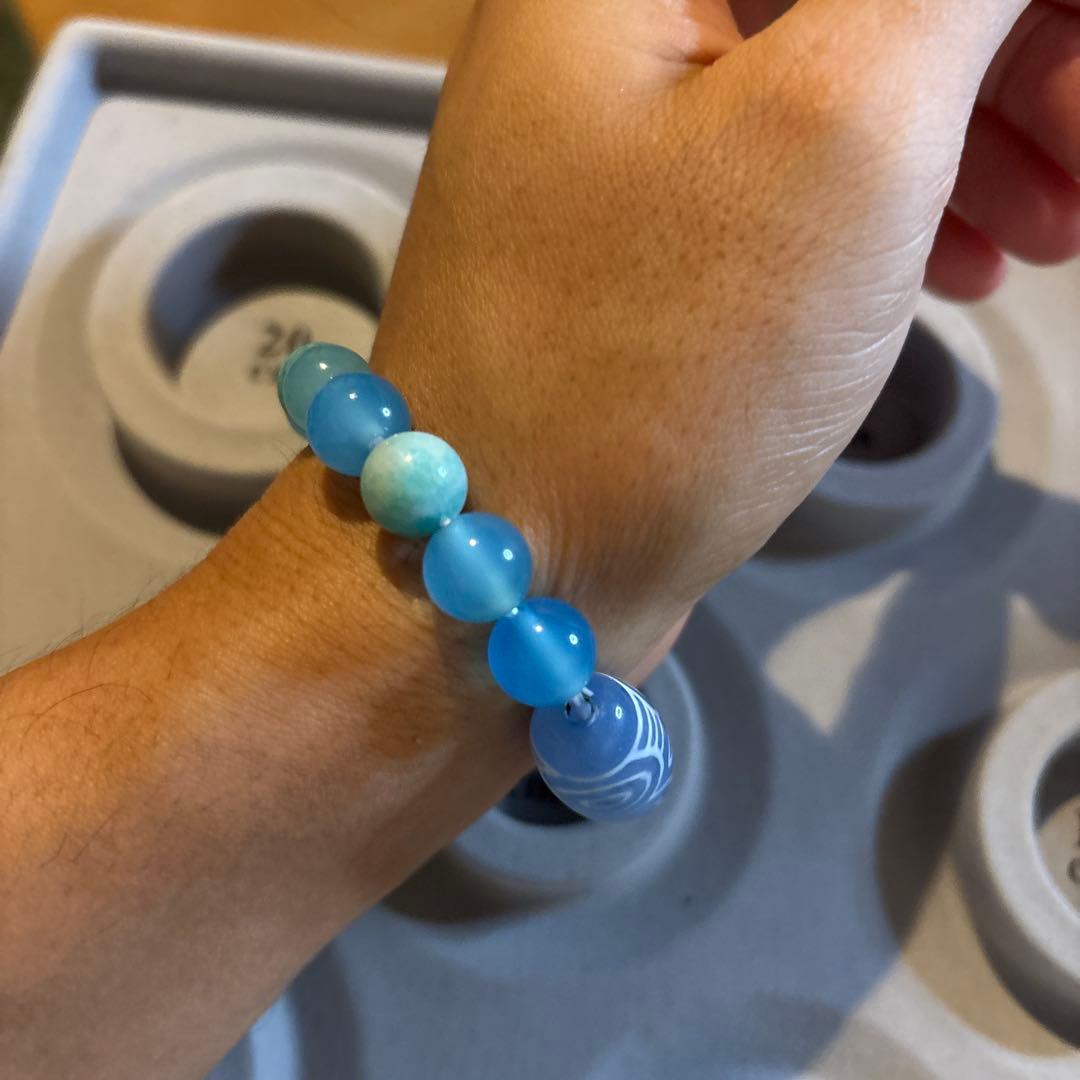 老玉髄龍眼天珠さん！綺麗！青瑪瑙！綺麗！ズーンとくる！アマゾナイトも！