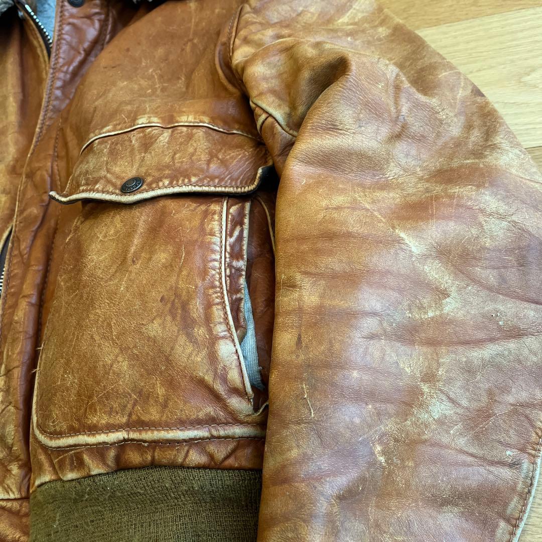 ヤ*グ様 レザー ファー付きブラウンジャケット　ショット　schott Ａ２　a