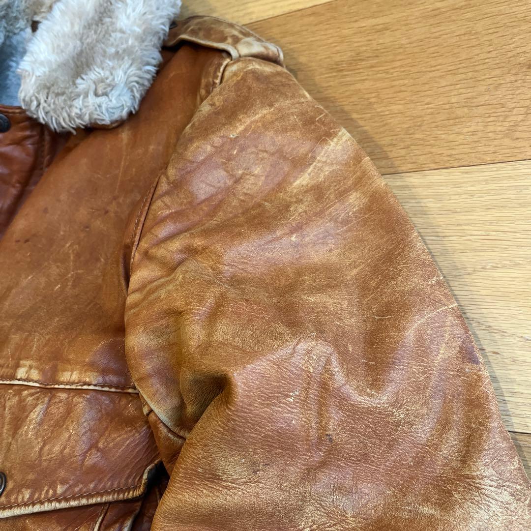ヤ*グ様 レザー ファー付きブラウンジャケット　ショット　schott Ａ２　a