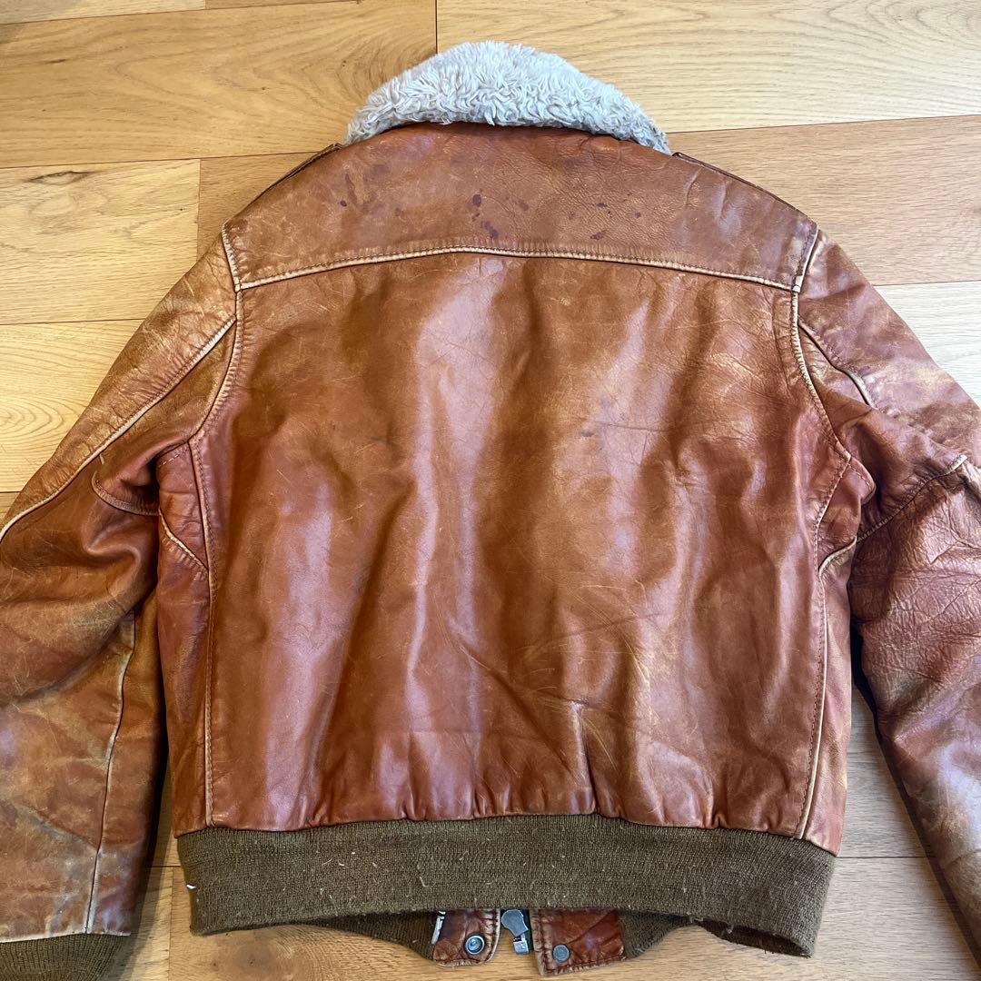 ヤ*グ様 レザー ファー付きブラウンジャケット　ショット　schott Ａ２　a