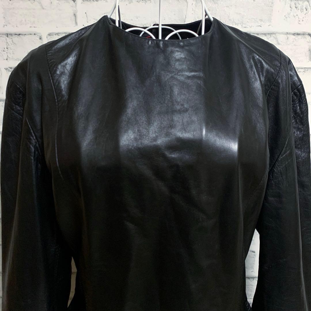 【GIANFRANCO FERRE】イタリア製　ブラック　レザー　ワンピース