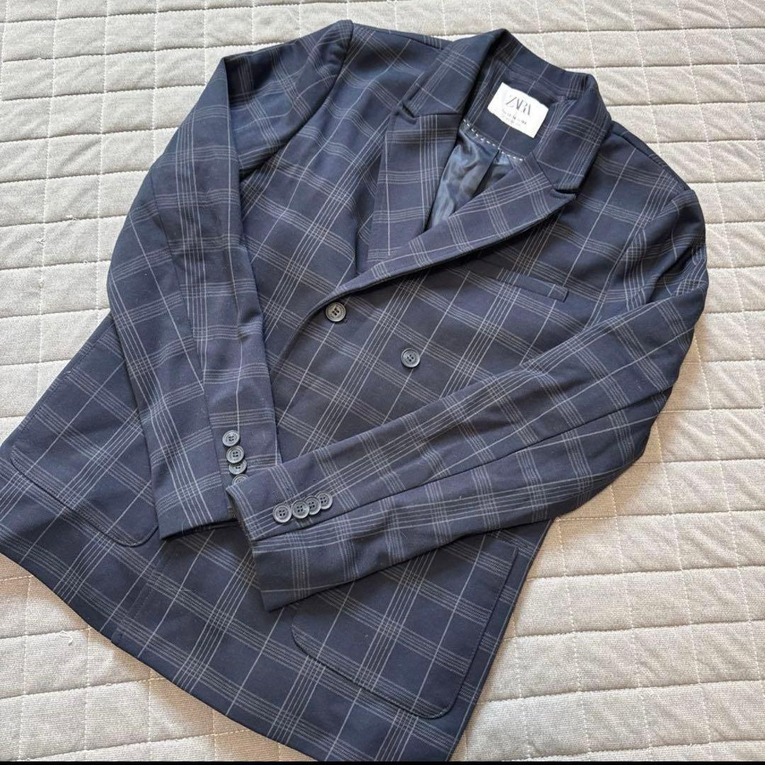 【人気商品】ZARA フルセット ネイビー チェック柄 スーツ キッズ 【美品】