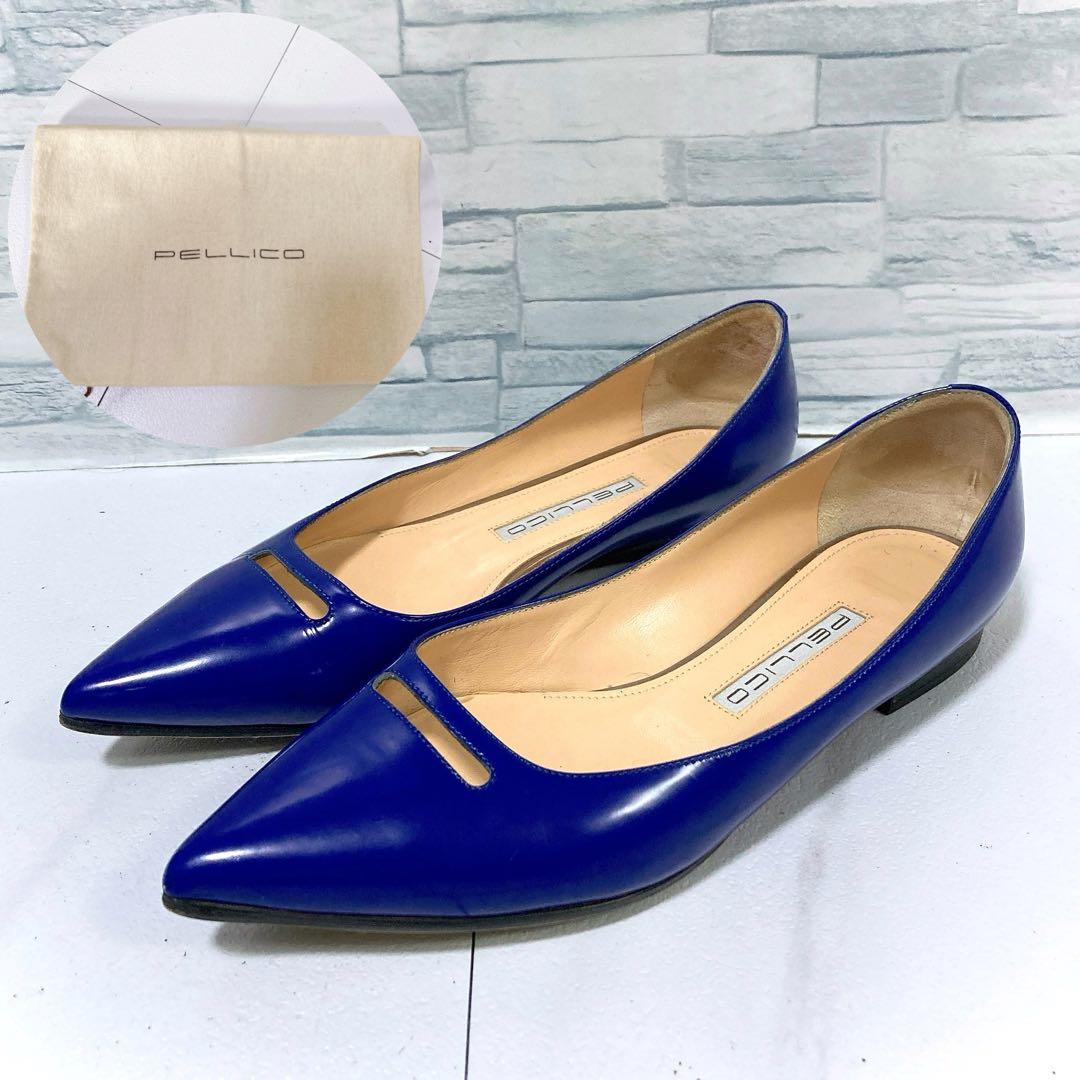 PELLICO ペリーコ フラットシューズ 本革 アネッリ ブルー 37 24