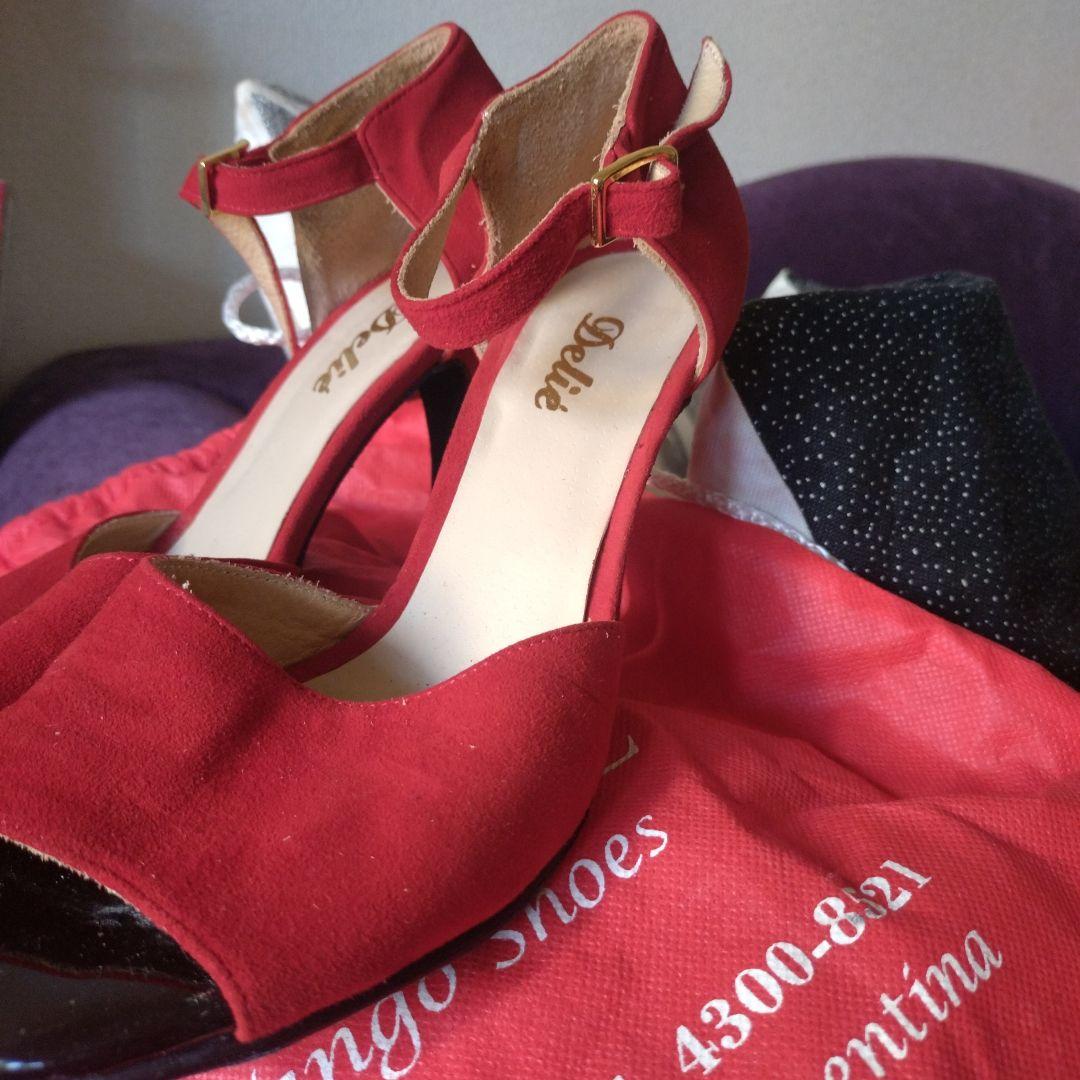 一度使用ほぼ新品 Delié 赤サンダル アルゼンチンタンゴ 社交ダンス