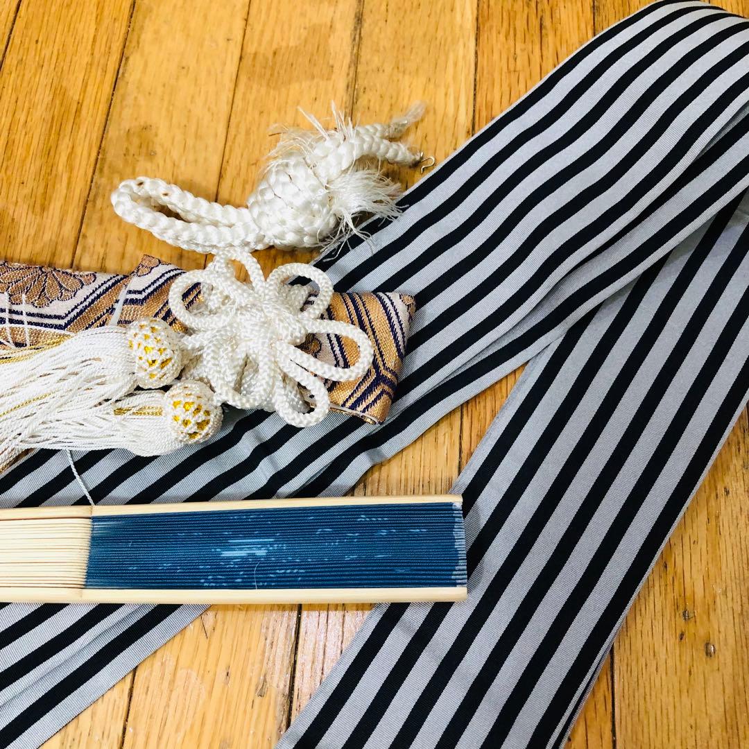 七五三五歳フルセット‼️人気黒地系⭐︎鷹凛々しい金彩煌びやか⭐︎袴縞スタイルアップ銘品