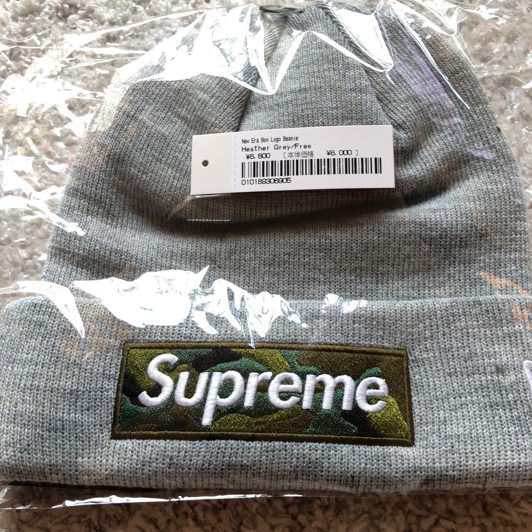 新品supreme×newera迷彩ボックスロゴニットキャップシュプリームbox