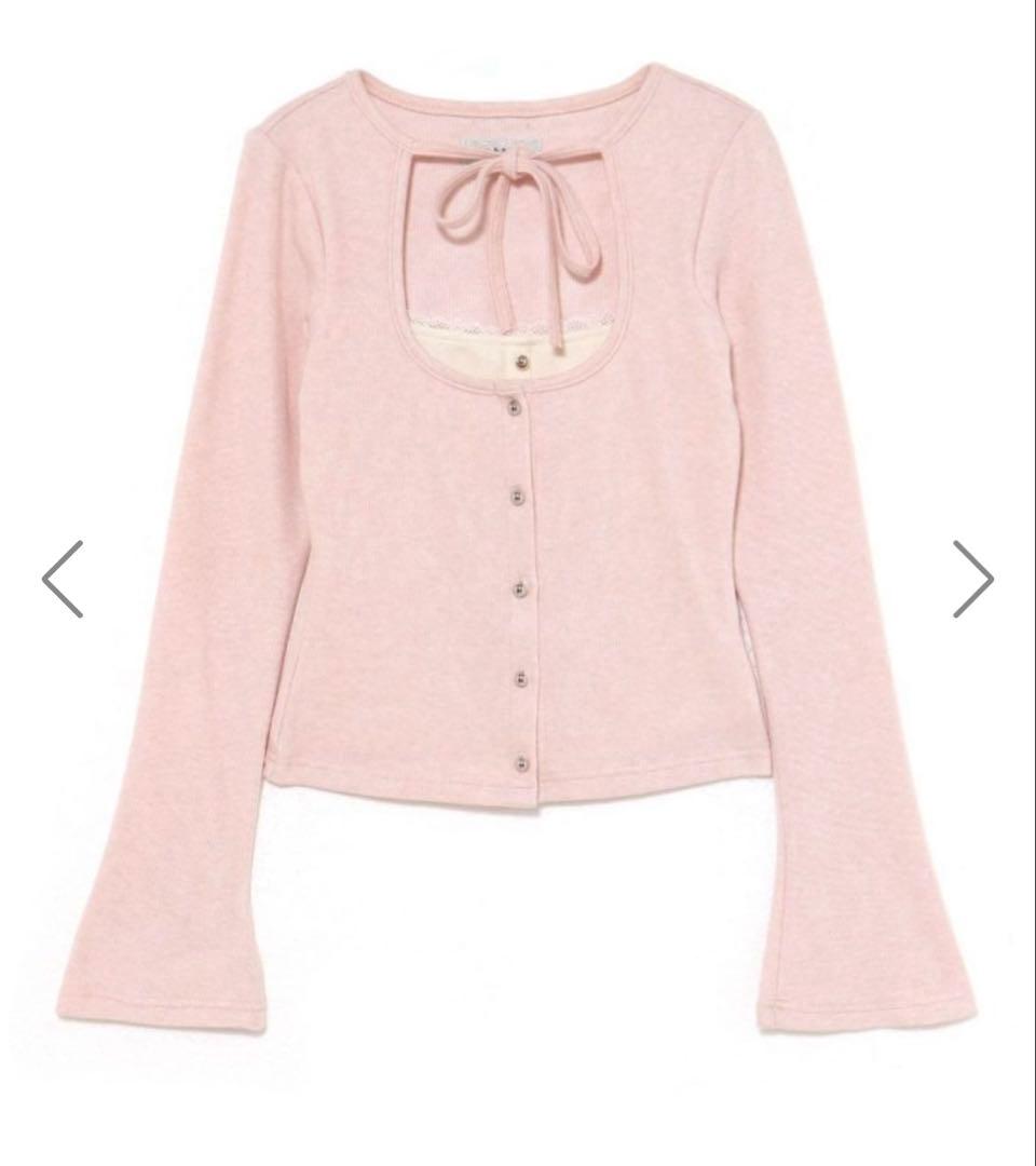 bubbles レイヤードリブトップス ピンク