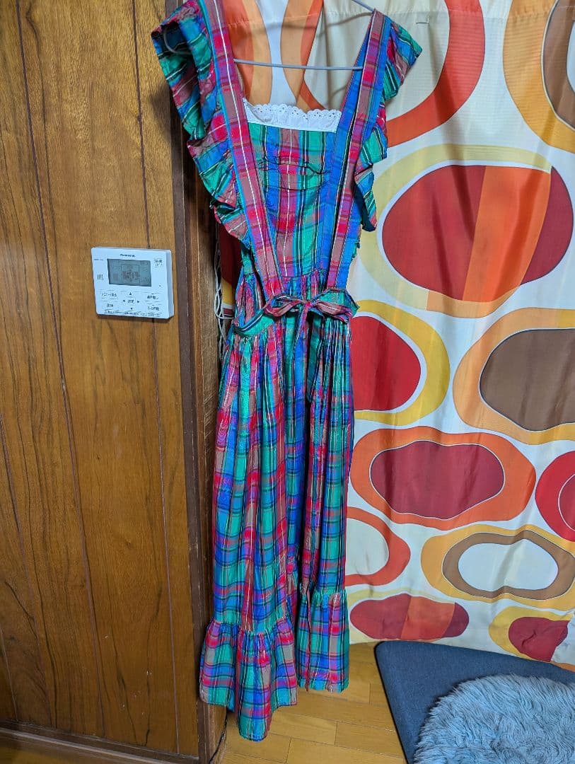 エプロン・三角巾 60s blue and red plaid apron