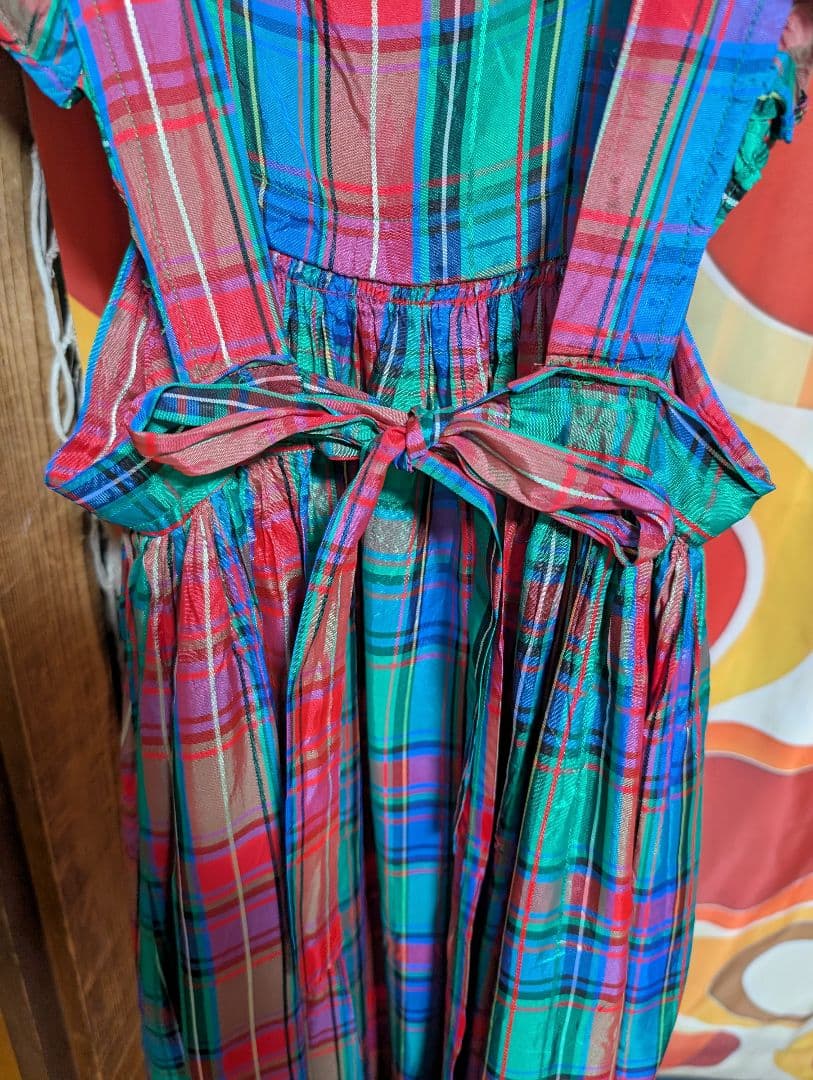 エプロン・三角巾 60s blue and red plaid apron