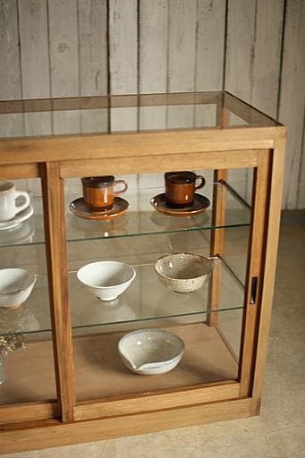 taka11古い木枠ガラスケース　パンケース　食器棚　店舗什器古道具