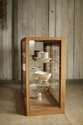 taka11古い木枠ガラスケース　パンケース　食器棚　店舗什器古道具