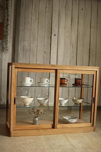 taka11古い木枠ガラスケース　パンケース　食器棚　店舗什器古道具