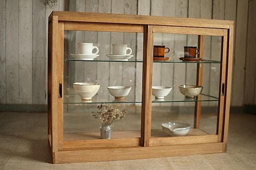 taka11古い木枠ガラスケース　パンケース　食器棚　店舗什器古道具