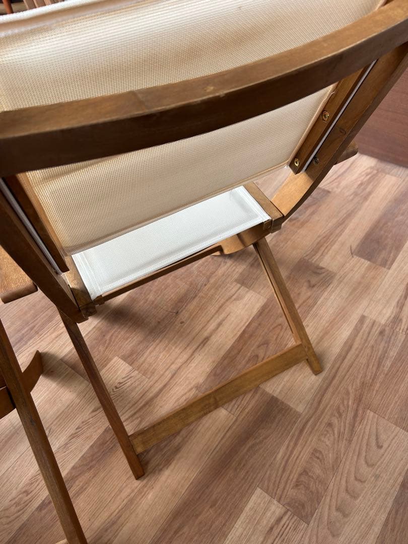 718 ナチュラル木製アウトドアチェア2脚 アイボリー 折りたたみ おしゃれ