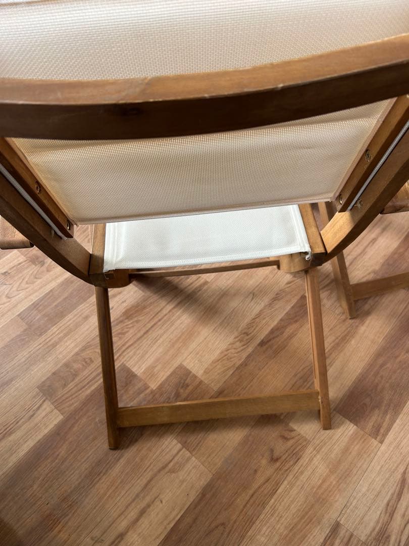 718 ナチュラル木製アウトドアチェア2脚 アイボリー 折りたたみ おしゃれ