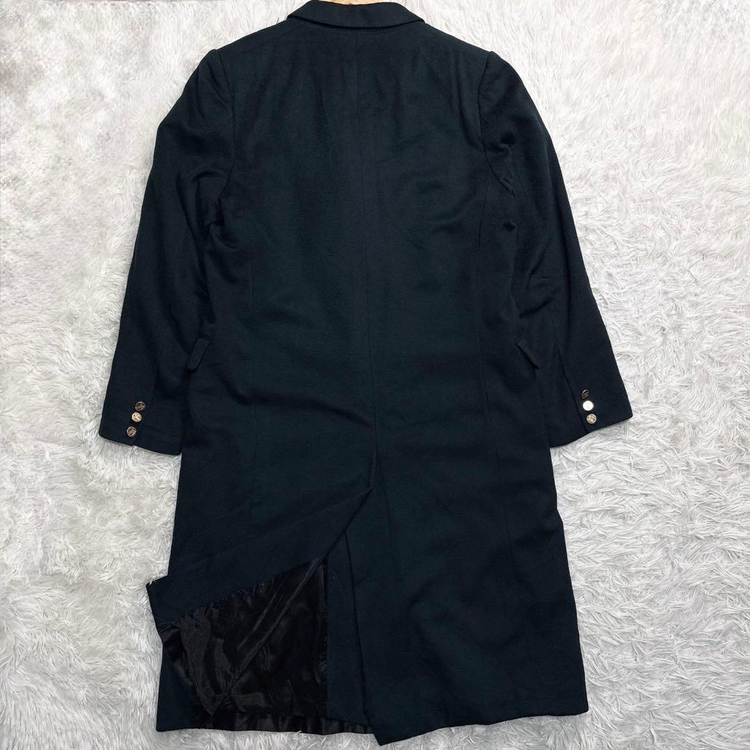 希少 バーバリー カシミヤ100 ダブル チェスターコート 金ボタン グリーン