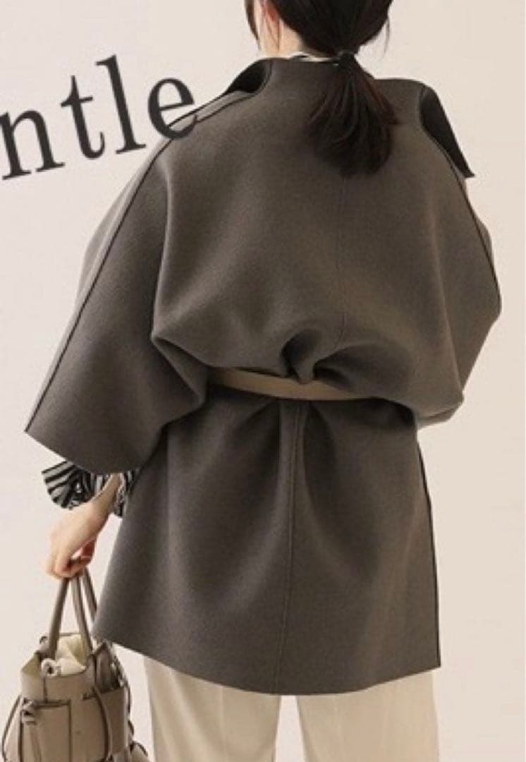 美品　希少　ハリスワーフロンドン　キモノマントル　コート　ポンチョ　グレー