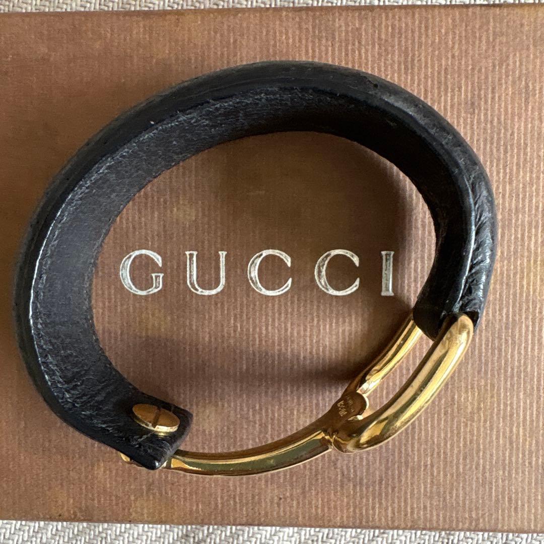 GUCCI ホースビット バングル ブレスレット ブラック× ゴールド金具