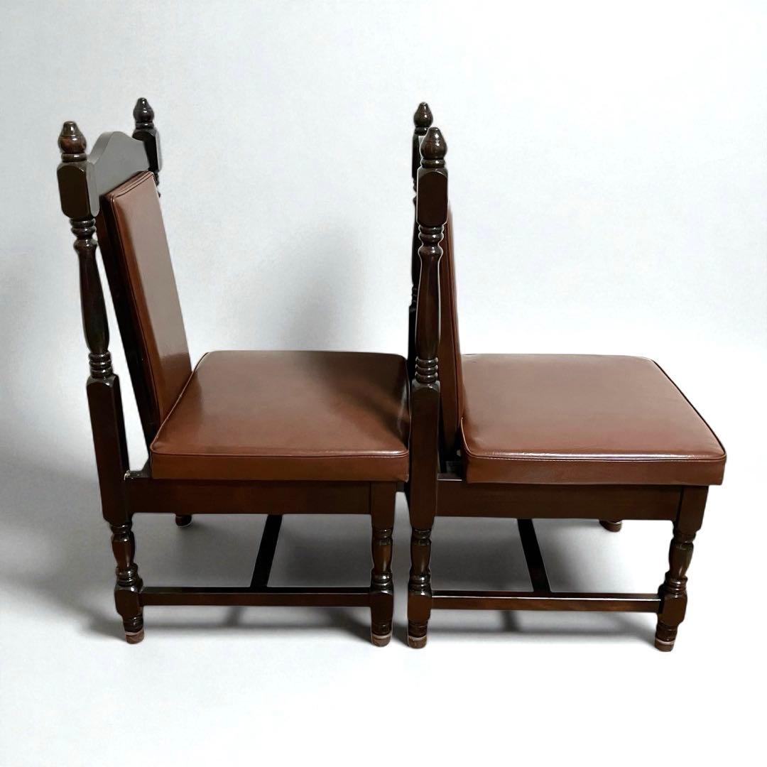 アンティーク調 ダイニングチェア ロクロ脚 2脚セット 西洋風