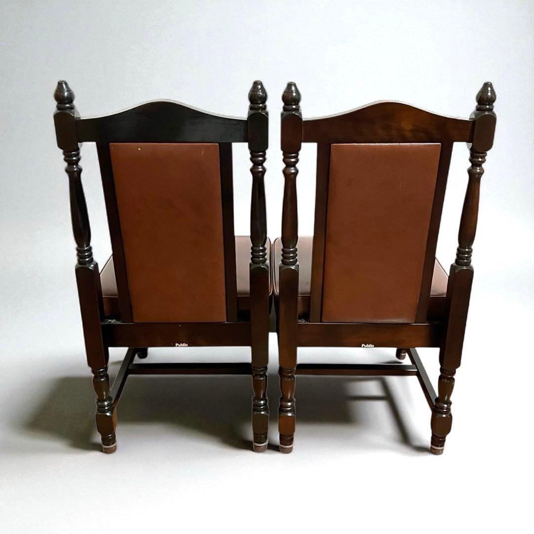 アンティーク調 ダイニングチェア ロクロ脚 2脚セット 西洋風