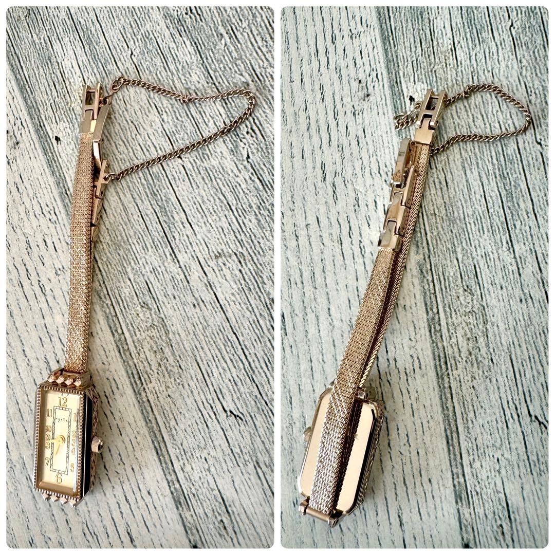 【電池交換済】agete アガット 腕時計 0.014ct ゴールド調 腕時計