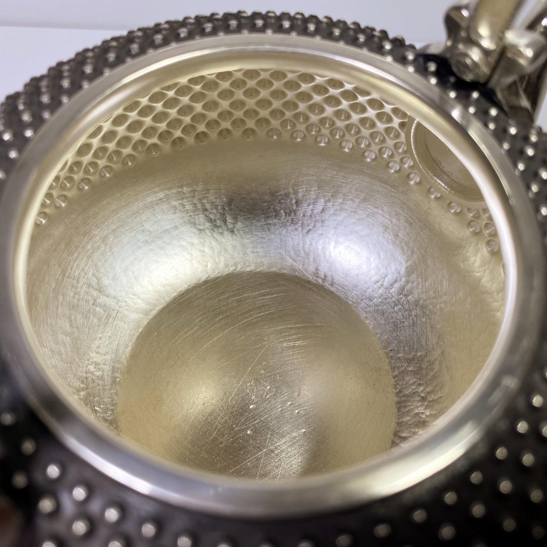 純銀製 光南 霰打出 湯沸 蕾摘 薬缶 銀瓶 煎茶道具 箱付