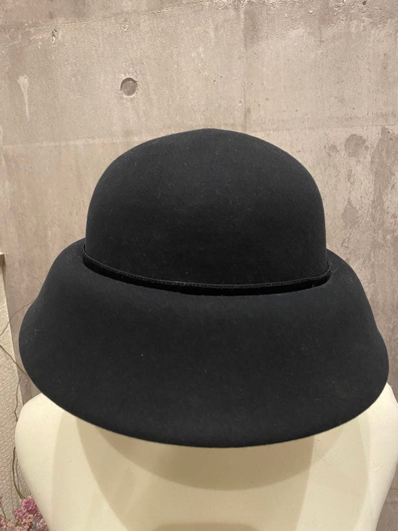 宮内庁御用達 アキオヒラタ フェルトハット×ベルベットリボン フランス製