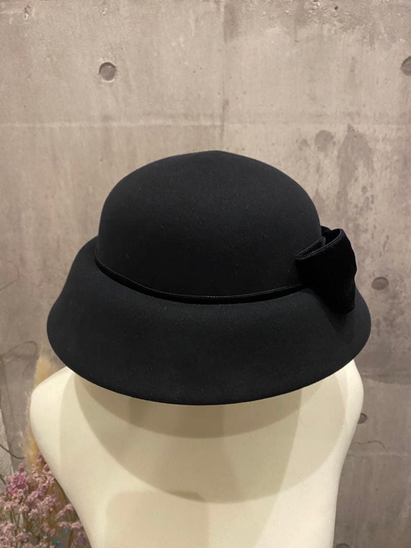宮内庁御用達 アキオヒラタ フェルトハット×ベルベットリボン フランス製
