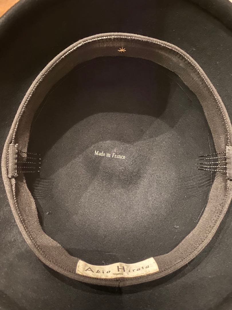 宮内庁御用達 アキオヒラタ フェルトハット×ベルベットリボン フランス製