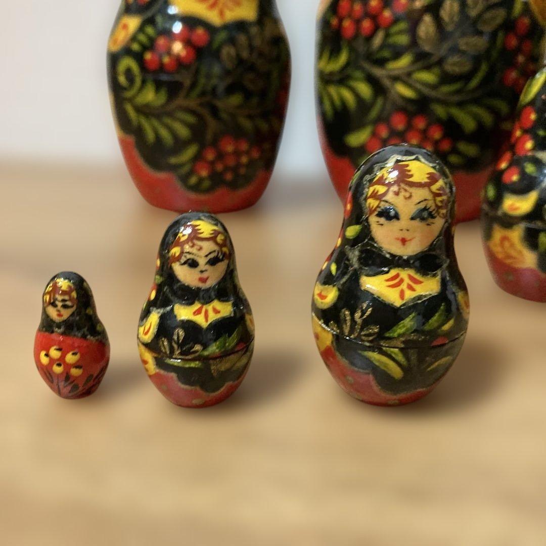 ロシア民芸品マトリョーシカ10個セット 手描き25センチ