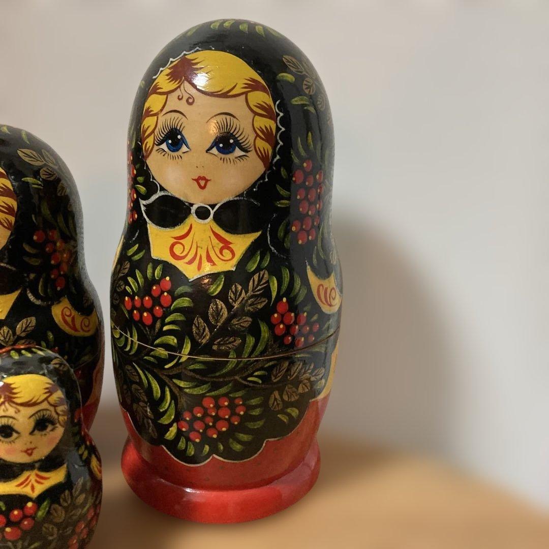 ロシア民芸品マトリョーシカ10個セット 手描き25センチ