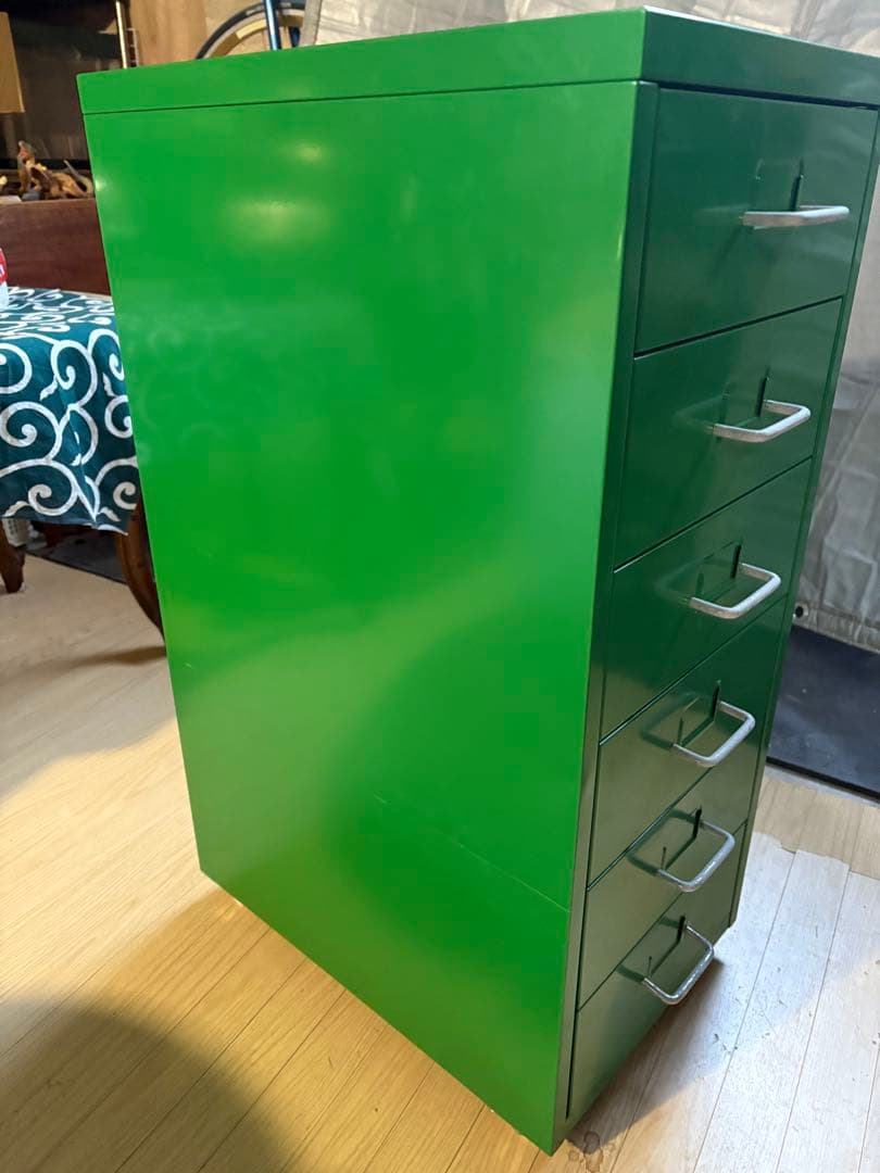廃番　IKEAイケア　HELMER ヘルメル　スチールユニット 6段グリーン