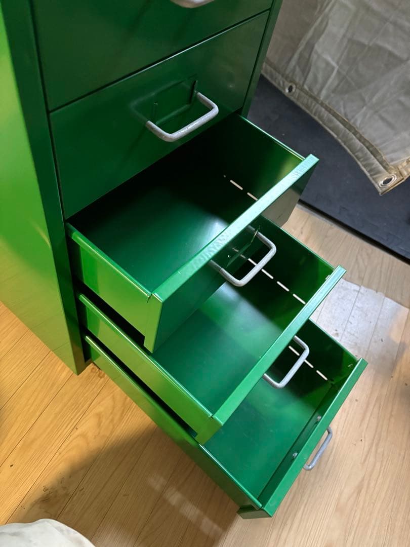 廃番　IKEAイケア　HELMER ヘルメル　スチールユニット 6段グリーン