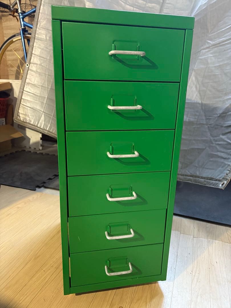 廃番　IKEAイケア　HELMER ヘルメル　スチールユニット 6段グリーン