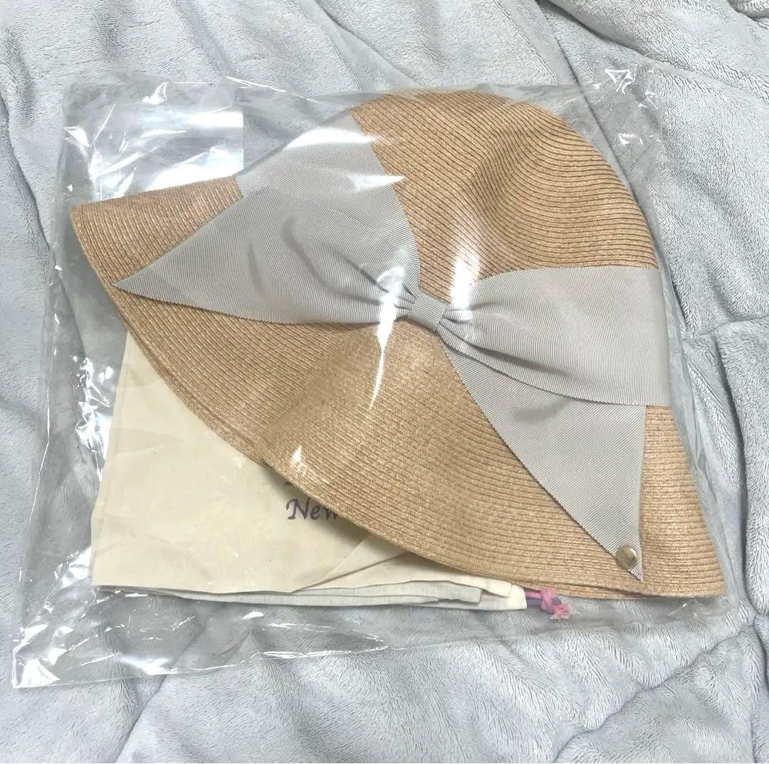 アシーナニューヨーク 麦わら帽子 リボン 帽子 新品 サマーハット