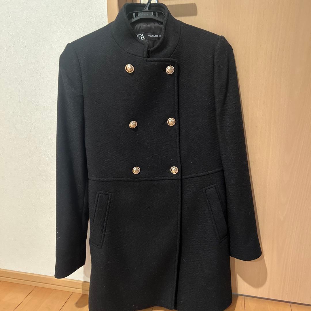 ZARA ウールダブルブレストコート　S
