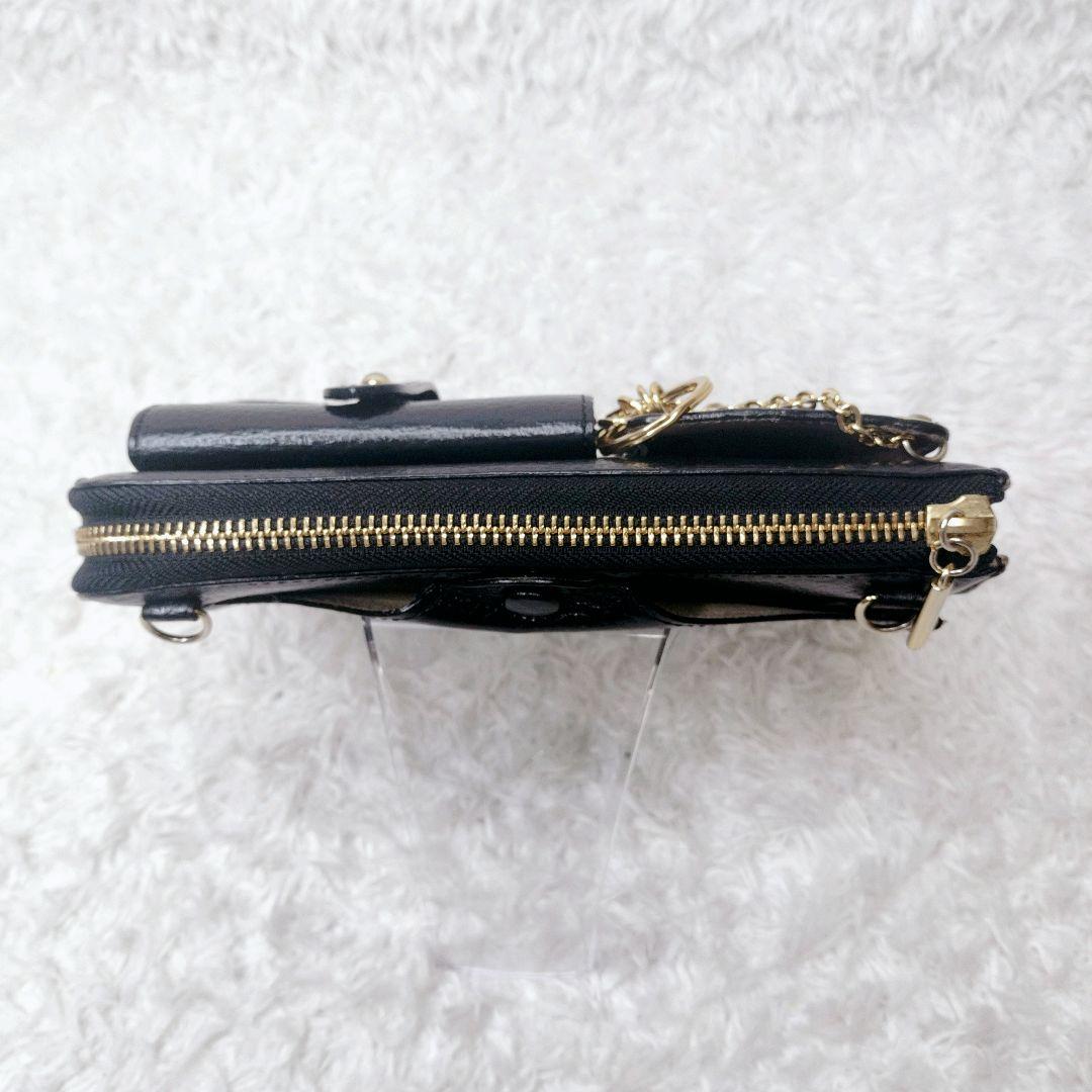 美品✨️ HerSchedule トランク スマホショルダー 財布 レザー　黒