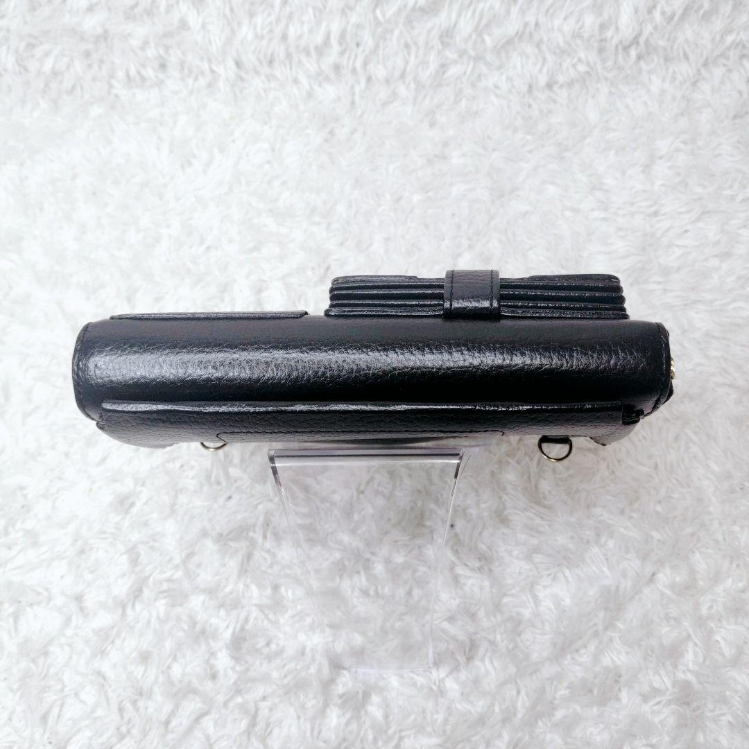 美品✨️ HerSchedule トランク スマホショルダー 財布 レザー　黒