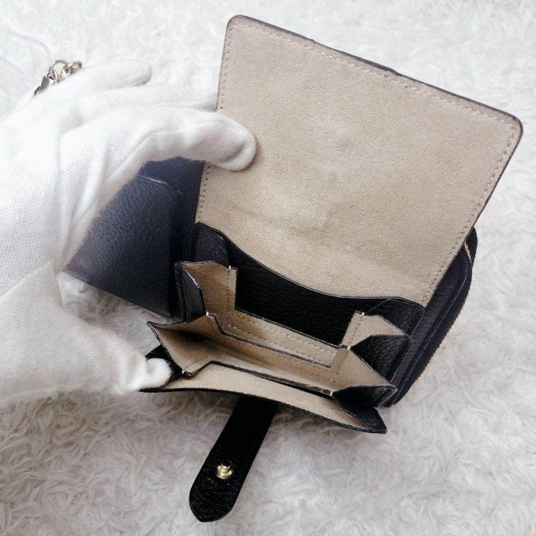 美品✨️ HerSchedule トランク スマホショルダー 財布 レザー　黒