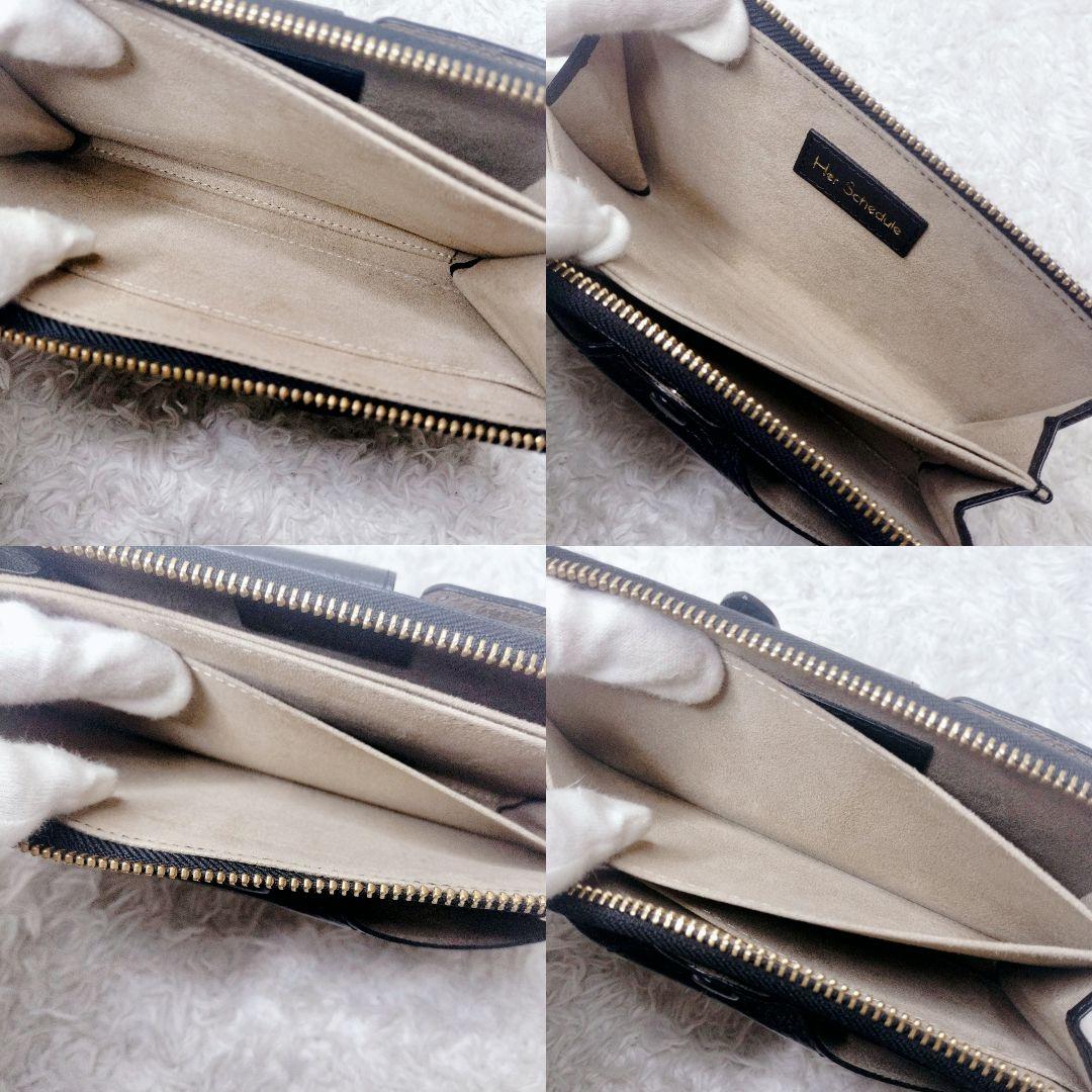 美品✨️ HerSchedule トランク スマホショルダー 財布 レザー　黒