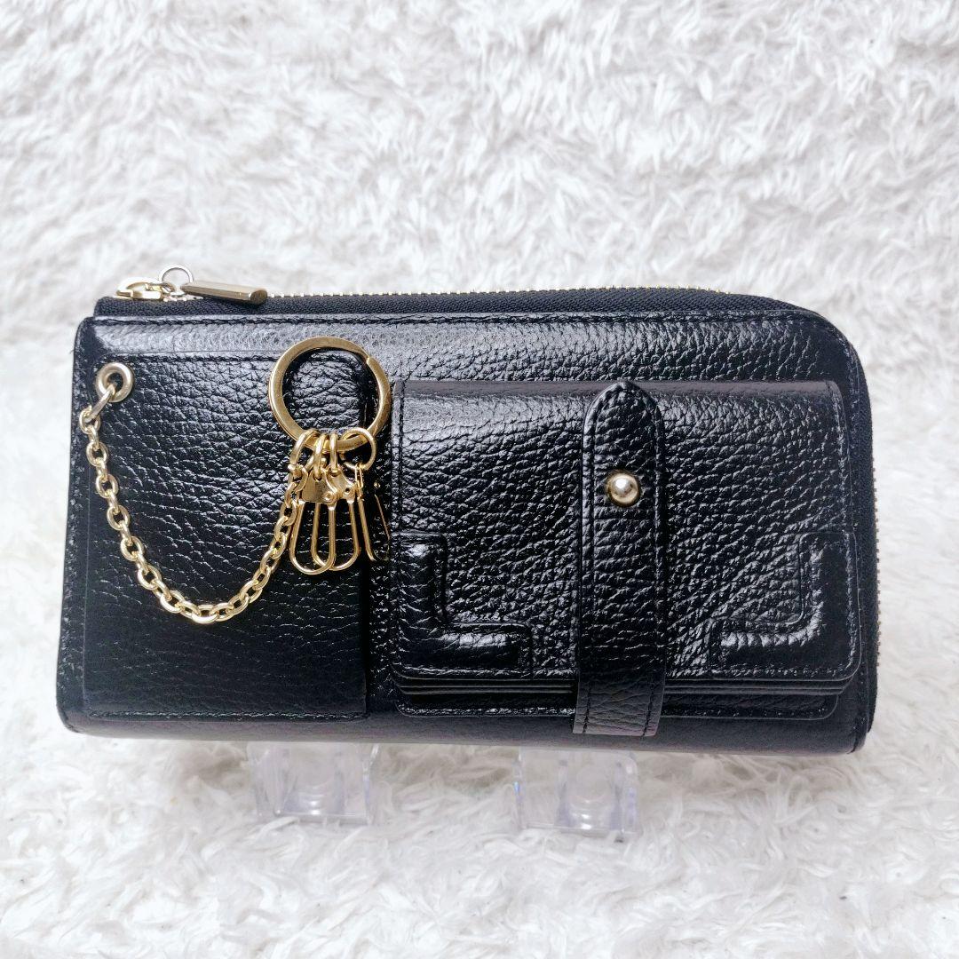 美品✨️ HerSchedule トランク スマホショルダー 財布 レザー　黒