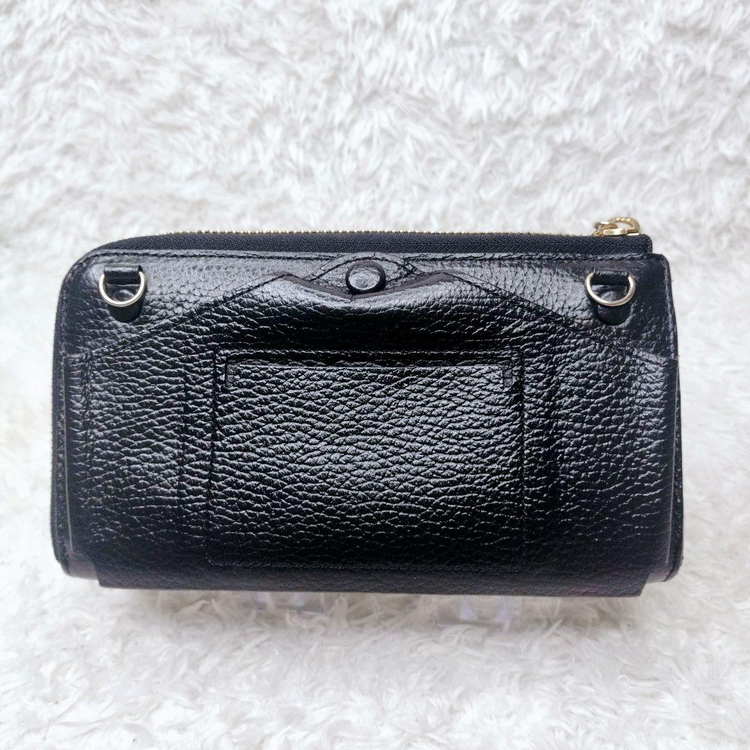 美品✨️ HerSchedule トランク スマホショルダー 財布 レザー　黒