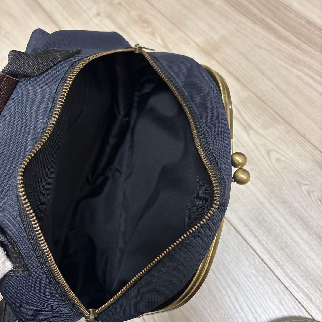 アヤノコウジ　がま口　ショルダーバッグ　ダークネイビー