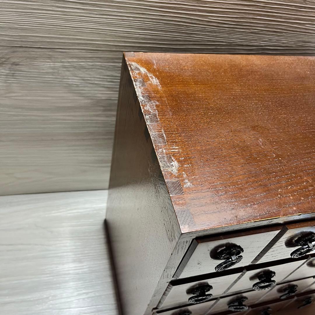 アンティーク　木製　9杯　引き出し 薬箪笥　薬箱