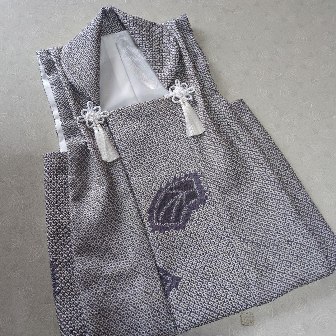 七五三３歳正絹総絞り柄入りの被布（中綿無し）薄グレー