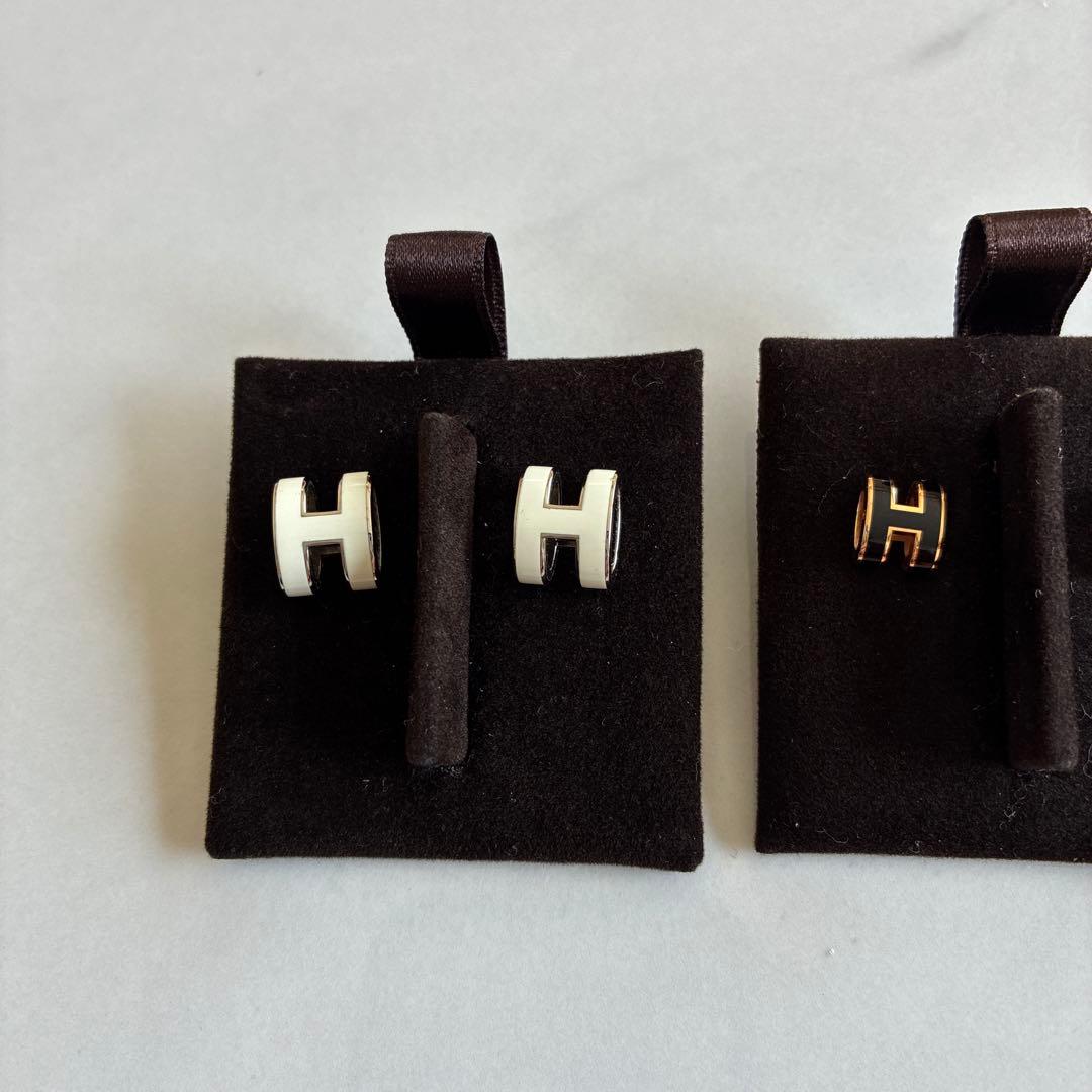 HERMES ピアス　ポップH ホワイト✖️シルバー