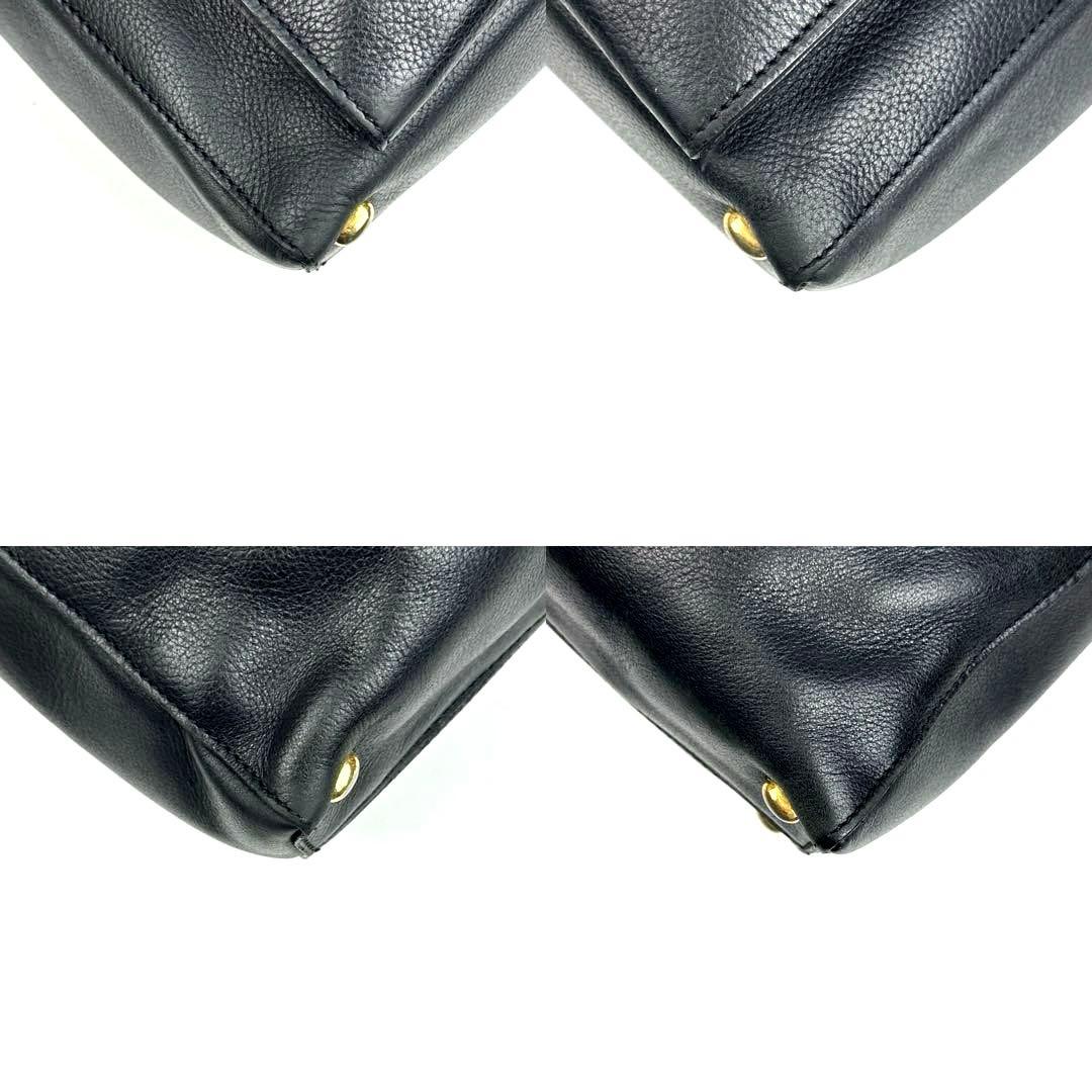 美品■セリーヌ ガンチーニ ショルダーバッグ サークルロゴ レザー ブラック系