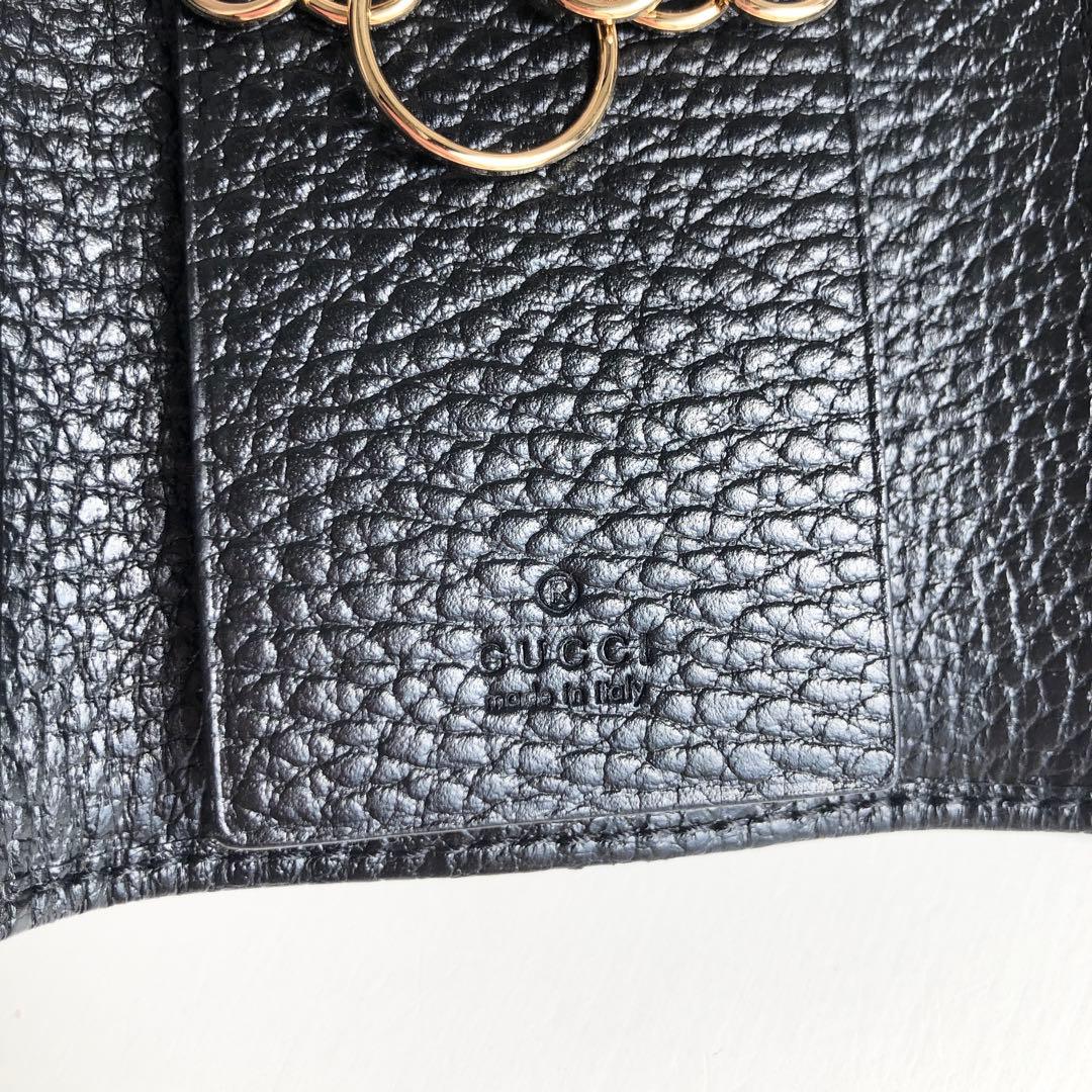 新品 GUCCI キーケース 6連 レザー　GGマーモント　ダブルG ブラック